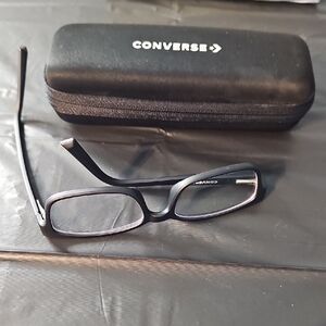 Converse Black Rectangular Eyeglasss Frames with Case
